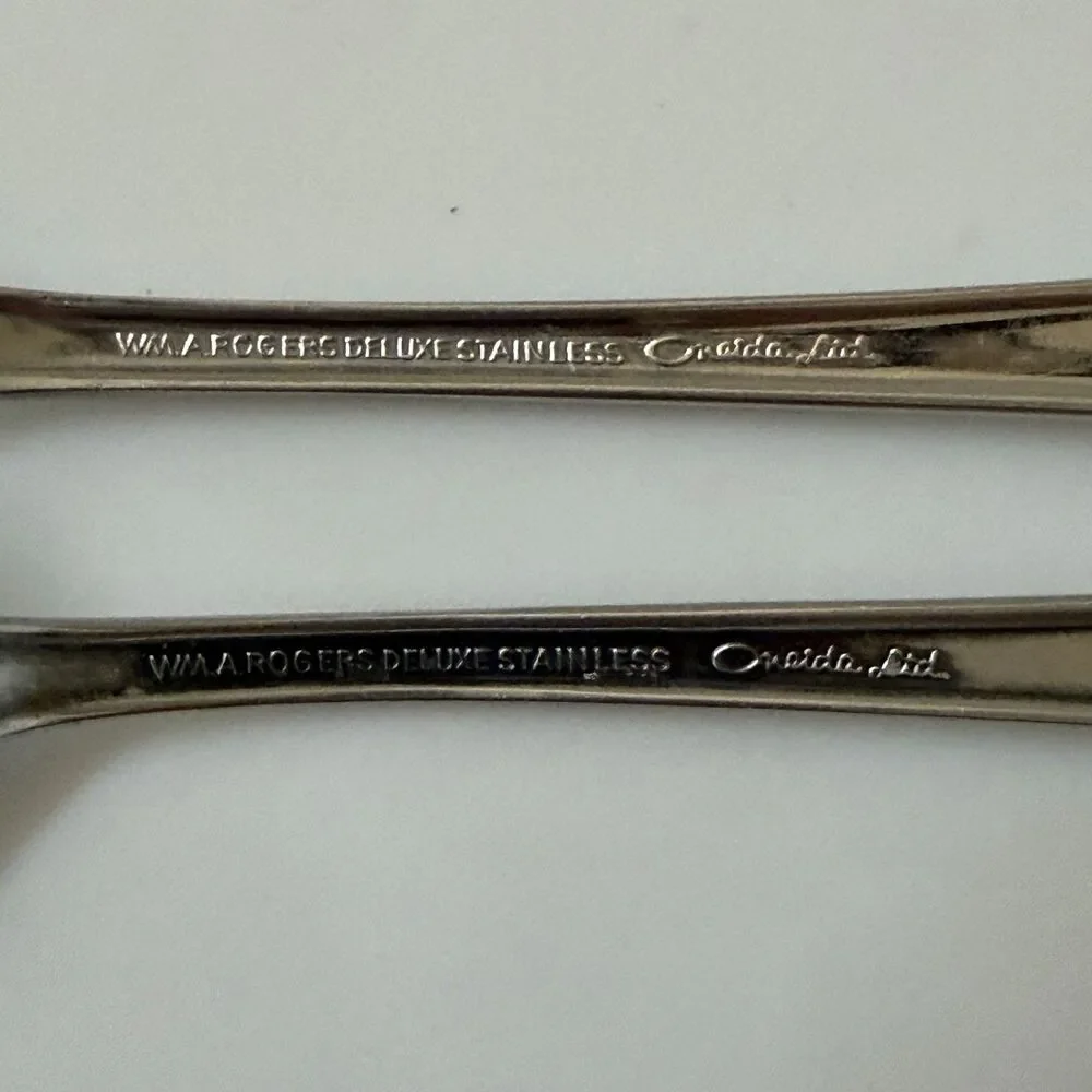 2pc Oneida Summer Mist-Autumn Glow Dinner Knife + Soup Spoon Stainless Deluxe